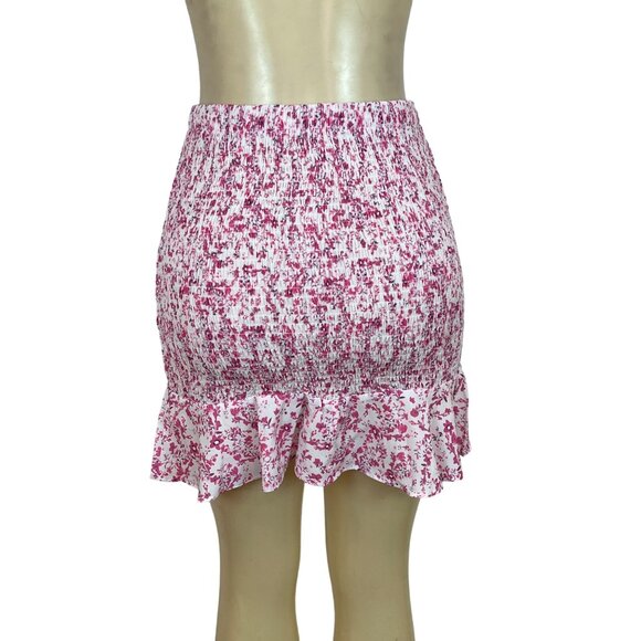 O.Vianca Women's Pink & White Floral Smocked Mini Skirt Sz L- New - Picture 3 of 7